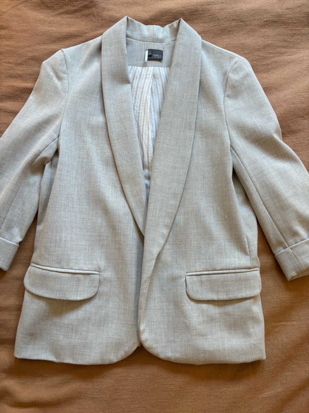 Sparkle & Fade Light Gray Open-Front Blazer